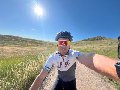A mountain biker on a trail.