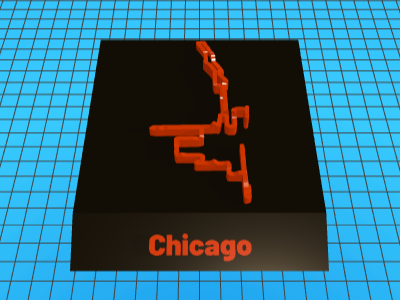 A 3D printable STL model of the Chicago Marathon route.