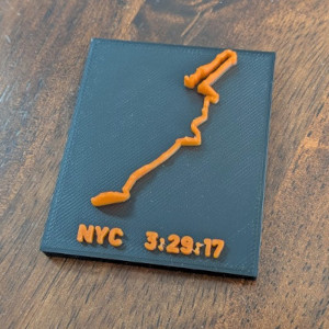 A 3D printed GPX track model of the NYC Marathon